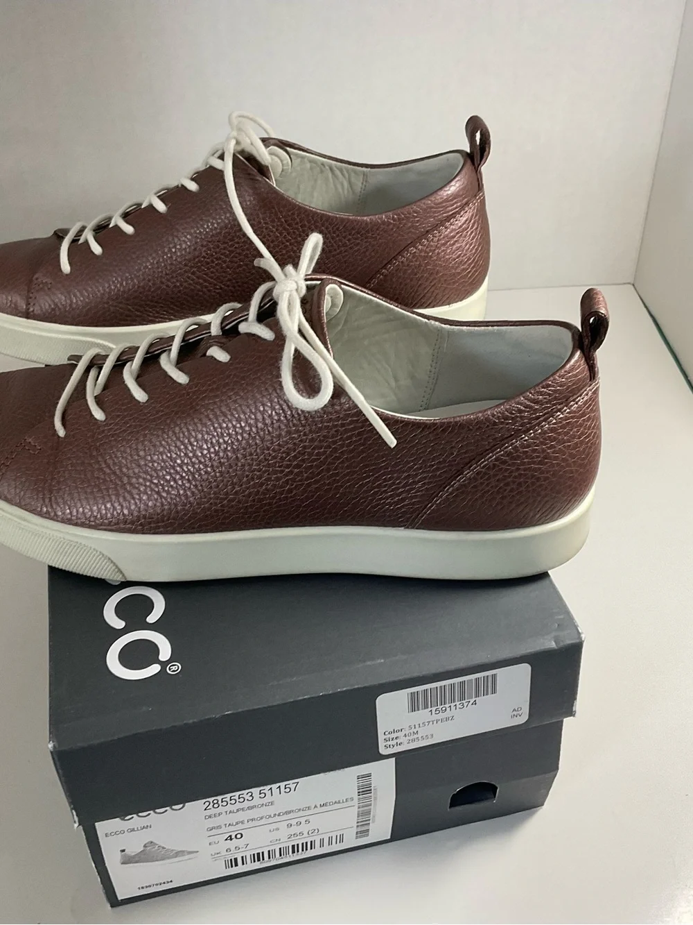 ECCO GILLIAN Sneakers Pebbled Metallic Bronze Leather Women’s Shoes Size 9 EU40